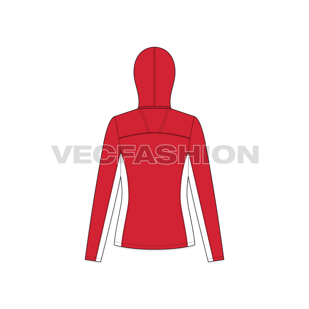 A vector template for Women's Storm Racer Jacket. This vector template has a separate Hood Sketch to show better design details.