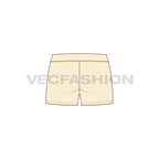 Womens straight cut beach shorts flat sketch, back view