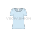 Womens straight cut beach tee flat sketch, front view