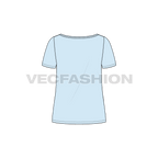 Womens straight cut beach tee flat sketch, back view