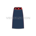Womens straight denim skirt flat sketch, front view