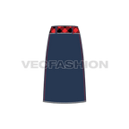 Womens straight denim skirt flat sketch, back view