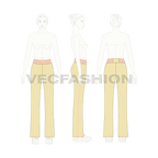 Womens straight knitted casual trousers flat sketch, on croqui
