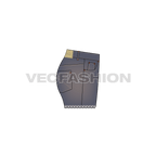 Womens street denim shorts with frayed edges flat sketch, side view