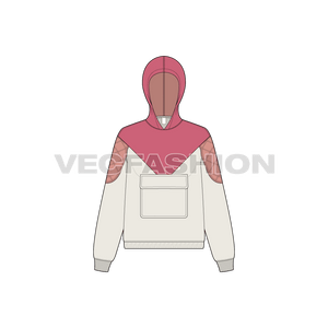A new fashion flat for Women's Sport Pullover Hoodie, it is colored in three colors and have functional pockets on middle chest and two on sides yet keeping a clean look