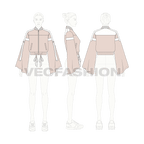 Women's Streetwear Jacket flat sketch, croqui sketch