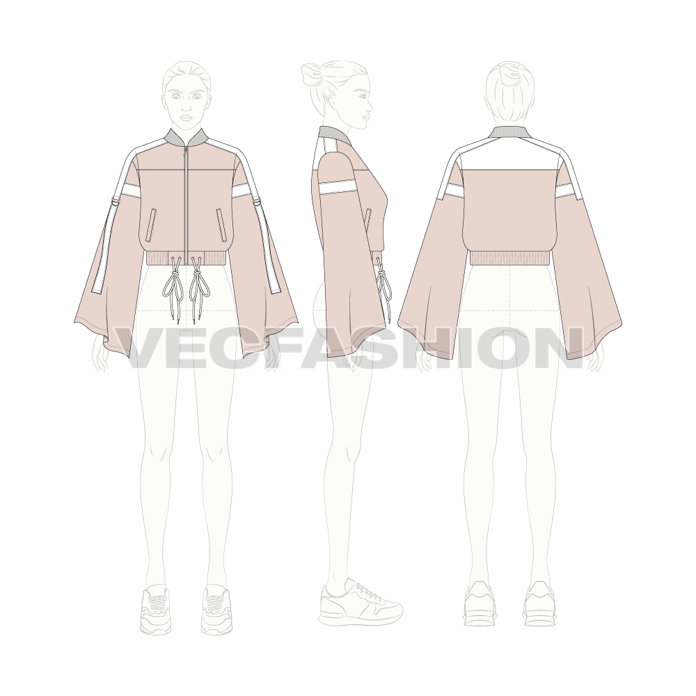 Women's Streetwear Jacket flat sketch, croqui sketch