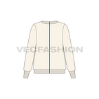 Womens streetwear sweater flat sketch, back view