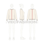Womens streetwear sweater flat sketch, croqui sketch