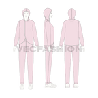 Womens streetwear tracksuit flat sketch, on croqui