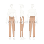 Womens stretch yoga pants flat sketch, croqui sketch