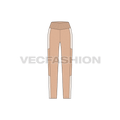 Womens stretch yoga pants flat sketch, front view