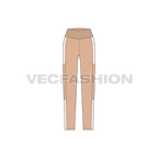 Womens stretch yoga pants flat sketch, front view