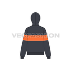 Womens striker hoodie flat sketch, back view