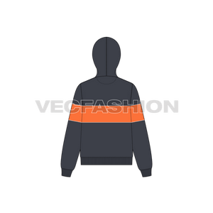 A new vector sketch illustrator template of Women's Striker Hoodie. It is a lose-fit fleece vector hoodie with a cut'n'sew panel on chest and biceps.