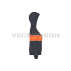 Womens striker hoodie flat sketch, side view