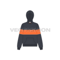 Womens striker hoodie flat sketch, front view