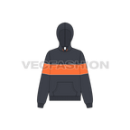 Womens striker hoodie flat sketch, front view