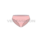 Womens striped bikini brief flat sketch, front view