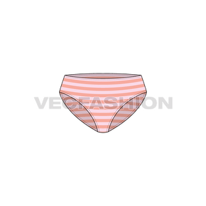 A vector template for Women's Striped Bikini Brief. It is very stylish item when worn at the beach or an island. It is made with striped fabric and in stretch fabric.