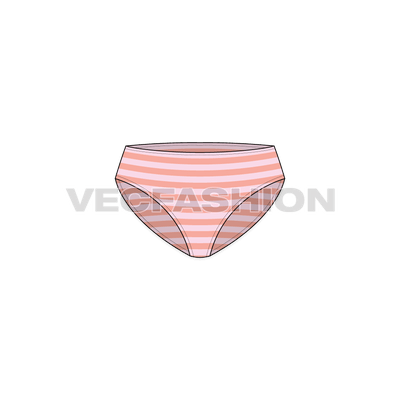 A vector template for Women's Striped Bikini Brief. It is very stylish item when worn at the beach or an island. It is made with striped fabric and in stretch fabric.