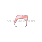 Womens striped bikini brief flat sketch, side view