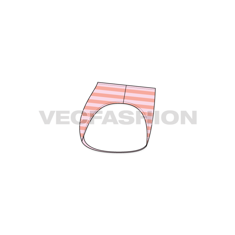A vector template for Women's Striped Bikini Brief. It is very stylish item when worn at the beach or an island. It is made with striped fabric and in stretch fabric.
