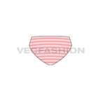 Womens striped bikini brief flat sketch, back view
