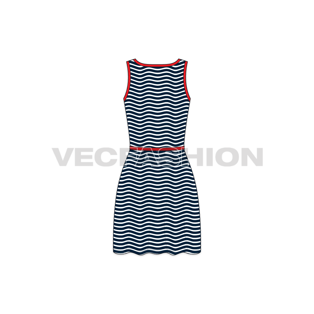 Womens Striped Frock Dress Fashion