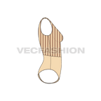 Womens striped swimsuit flat sketch, side view