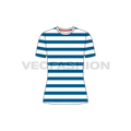 Womens striped t-shirt flat sketch, front view