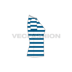 Womens striped t-shirt flat sketch, side view