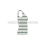 Womens striped training tank flat sketch, side view
