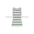Womens striped training tank flat sketch, front view