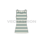 Womens striped training tank flat sketch, front view
