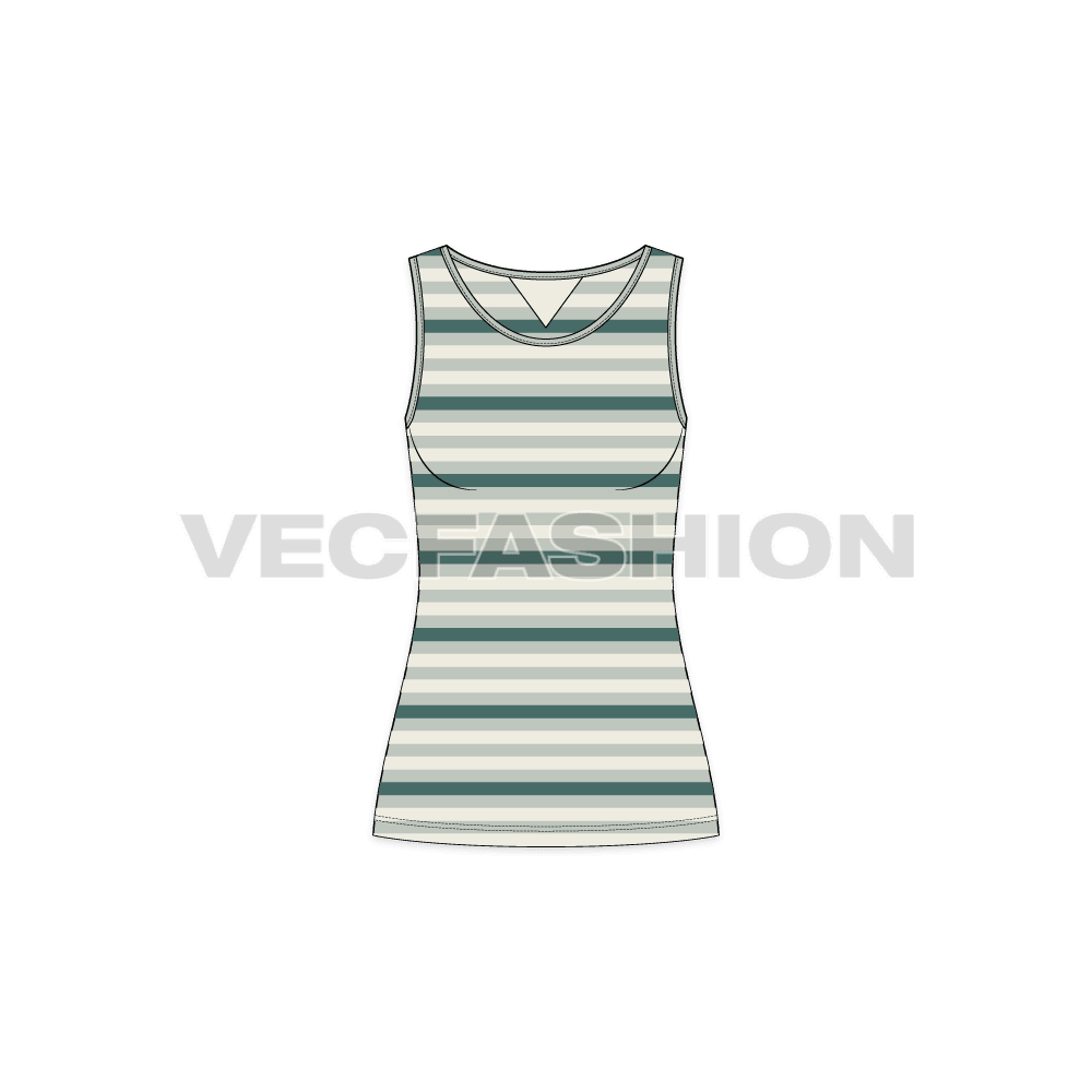 A vector template for Women's Striped Training Tank mostly used for Sport and Training purposes. This Tank Top can also be used for Day Wear or College Wear.