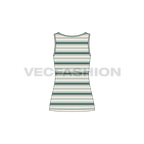 Womens striped training tank flat sketch, back view
