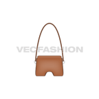 Womens stylish leather bag flat sketch, view 2