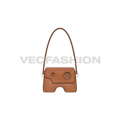 Womens stylish leather bag flat sketch, view 1