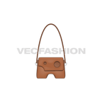 Womens stylish leather bag flat sketch, view 1