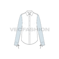 Womens stylish shirt with pin stripes flat sketch, front view
