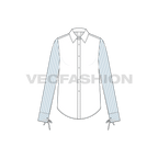 Womens stylish shirt with pin stripes flat sketch, front view