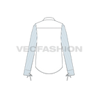 Womens stylish shirt with pin stripes flat sketch, back view