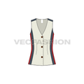 Women's Stylish Waistcoat flat sketch, front view