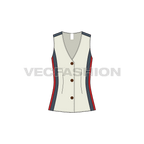 Women's Stylish Waistcoat flat sketch, front view