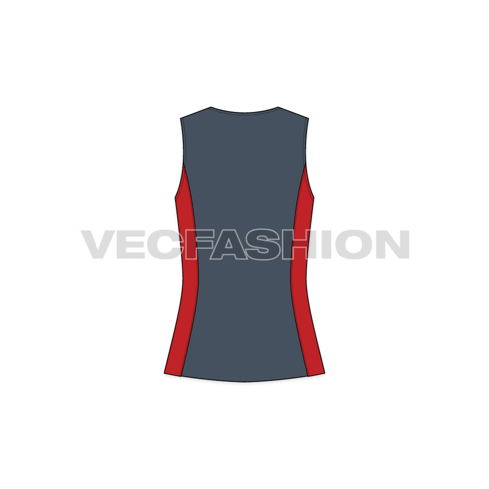 Women's Stylish Waistcoat flat sketch, back view