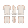 Womens summer tracksuit, pastel flat sketch, showing all views, front, side and back
