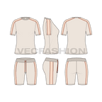 Womens summer tracksuit, pastel flat sketch, showing all views, front, side and back