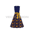 Womens sunflower dress flat sketch, front view