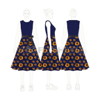 Womens sunflower dress flat sketch, croqui sketch